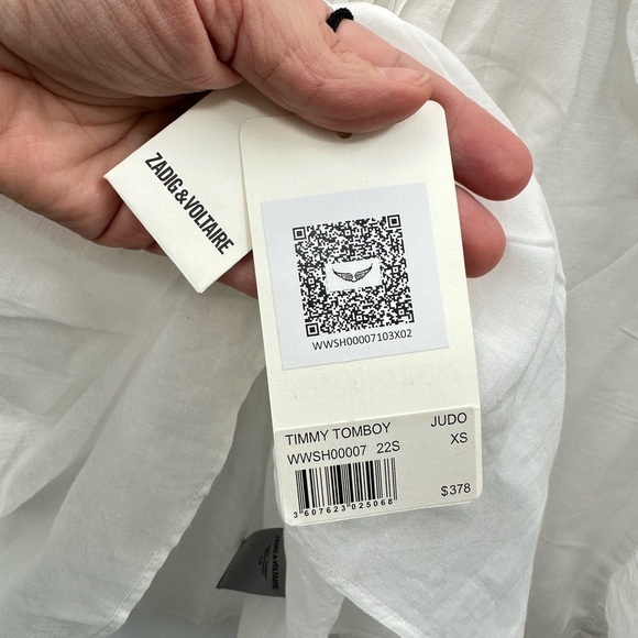 NWT ZADIG&VOLTAIRE XS Timmy Tomboy ruffled designer blouse feminine modern prep - Picture 14 of 16